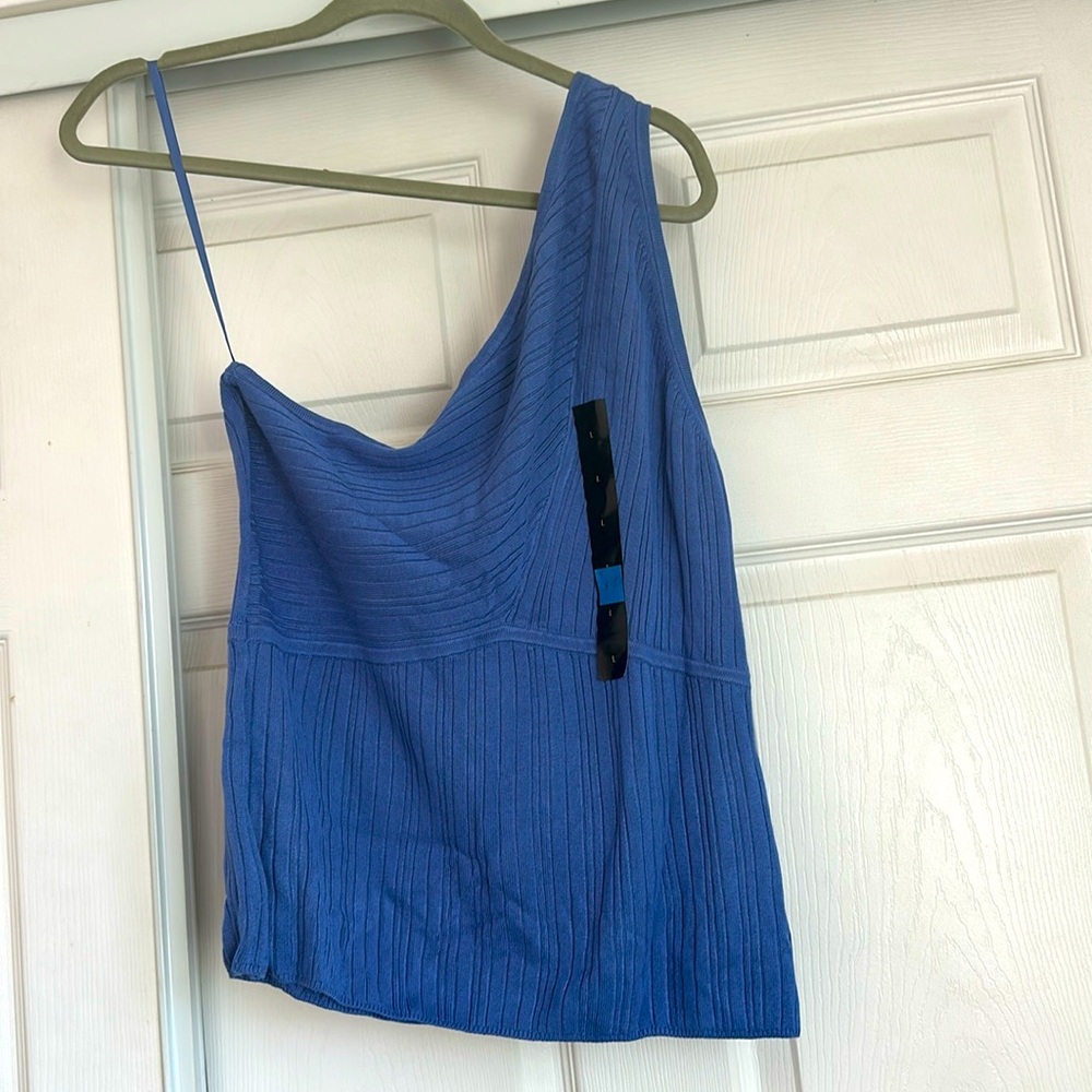 One shoulder blouse.  Size large.  Banana republic. New with tags. Light blue.